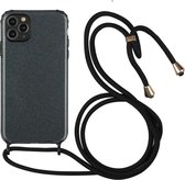 Glitterpoeder schokbestendig TPU beschermhoes met draagkoord voor iPhone 11 Pro Max (zwart)