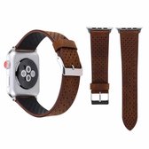 Voor Apple Watch Series 3 & 2 & 1 38 mm Simple Fashion echt lederen horlogebandje met gatenpatroon (bruin)