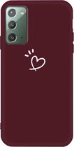 Voor Samsung Galaxy Note20 Three Dots Love-heart Pattern Frosted TPU beschermhoes (wijnrood)