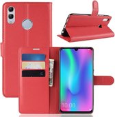 Llitchi Texture Horizontale Flip PU + TPU lederen tas voor Huawei Honor 10 Lite, met houder en kaartsleuven (rood)
