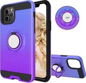 Voor iPhone 11 Pro 2 in 1 pc + TPU beschermhoes met 360 graden roterende ringhouder (blauw paars)