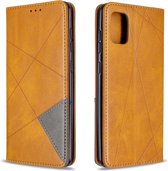 Voor Samsung Galaxy A31 Rhombus Texture Horizontale Flip Magnetische Leren Case met Houder & Kaartsleuven & Portemonnee (Geel)