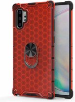 Voor Samsung Galaxy Note 10 + schokbestendige honingraat PC + TPU ringhouder beschermhoes (rood)