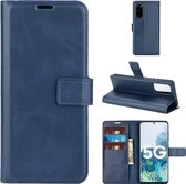 Voor Samsung Galaxy S20 FE Retro kalfspatroon gesp horizontale flip lederen tas met houder & kaartsleuven & portemonnee (blauw)