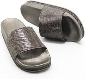 Strass Dames Slippers Bling Strand Slippers, Maat: 36 (Gun Kleur)