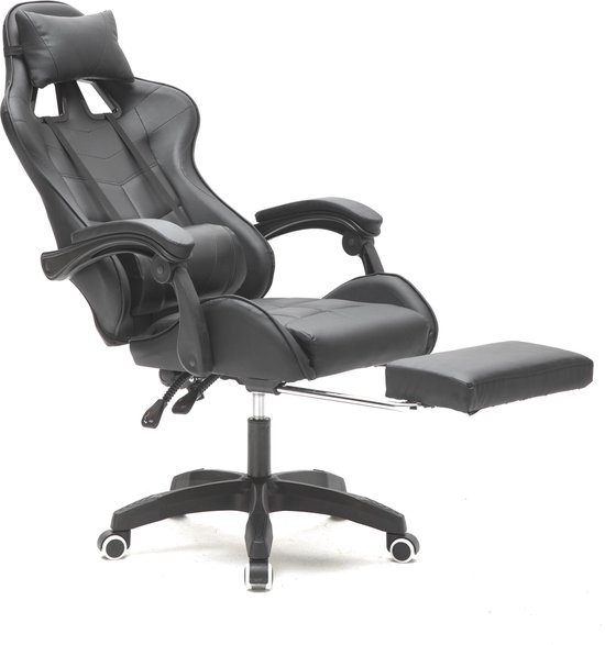 VDD Gaming Stoel Zwart Met Nekkussen en Voetsteun - VDD - €80,09