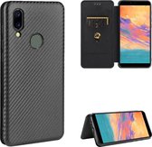 Voor UMIDIGI A3S koolstofvezel textuur magnetische horizontale flip TPU + pc + PU lederen tas met kaartsleuf (zwart)