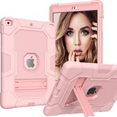 Contrastkleur Robot schokbestendig siliconen + pc-beschermhoes met houder voor iPad 10.2 (2019) / (2020) (roségoud)