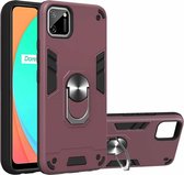 Voor OPPO Realme C11 Armor Series PC + TPU beschermhoes met ringhouder (Wnie Red)