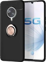 Voor Vivo S6 metalen ringhouder 360 graden roterende TPU-hoes (zwart + roségoud)