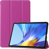 Voor Huawei Honor V6 / MatePad 10,4 inch Universeel Effen Kleur Anti-val Horizontaal Flip Tablet PC Leren Case met Tri-fold Beugel & Slaap / Wakker worden (Paars)