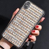 TPU + epoxy driehoekig glas diamant telefoon beschermhoes voor iPhone XS / X (goud)