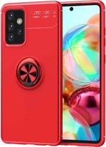 Voor Samsung Galaxy A72 5G metalen ringhouder 360 graden roterende TPU-hoes (rood + rood)