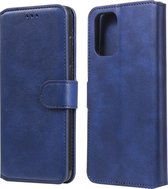 Voor OnePlus 8T klassieke kalfsstructuur PU + TPU horizontale lederen flip-hoes, met houder en kaartsleuven en portemonnee (blauw)