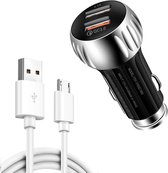 YSY-310QC18W QC3.0 dubbele poort USB-autolader + 3A USB naar micro-USB-datakabel, kabellengte: 1m (zwart)