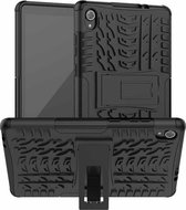 Voor Lenovo Tab M8 (2020) TB-8705F 8.0 inch Bandentextuur Schokbestendig TPU + PC Beschermhoes met houder (zwart)