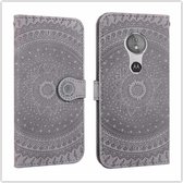 Voor Sony Xperia XZ4 Pressed Printing Pattern Horizontale Flip PU Leather Case met houder & kaartsleuven & portemonnee & & Lanyard (grijs)