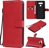Voor LG K51 effen kleur horizontale flip beschermende lederen tas met houder & kaartsleuven & portemonnee & fotolijst & lanyard (rood)