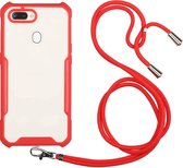 Voor OPPO F9 / F9 Pro A7x / Realme 2 Pro acryl + kleur TPU schokbestendig hoesje met nekkoord (rood)