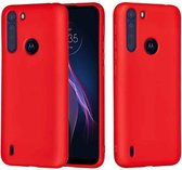 Voor Motorola Moto One Fusion effen kleur vloeibare siliconen valbestendige volledige dekking beschermhoes (rood)