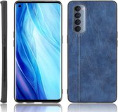 Voor Oppo Reno4 Pro 4G Schokbestendig Naaien Koe Patroon Huid PC + PU + TPU Case (Blauw)