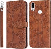 Voor Samsung Galaxy A10s Life of Tree Embossing Pattern Horizontale Flip lederen tas met houder & kaartsleuf & portemonnee & fotolijst & lanyard (bruin)