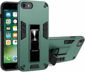 2-in-1 pc + TPU schokbestendige beschermhoes met onzichtbare houder voor iPhone SE 2020/8/7 (donkergroen)
