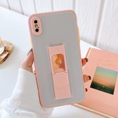 Doorschijnend Frosted TPU + PC magnetische beschermhoes met felle kleur onzichtbare beugel voor iPhone XS Max (roze)