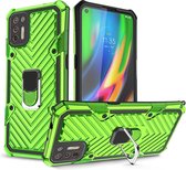 Voor Motorola Moto G9 Plus Cool Armor PC + TPU schokbestendig hoesje met 360 graden rotatie ringhouder (groen)