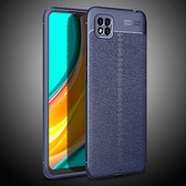 Voor Xiaomi Poco C3 Litchi Texture TPU schokbestendig hoesje (marineblauw)