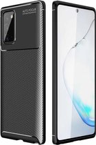 Voor Huawei Honor 10X Lite koolstofvezel textuur schokbestendig TPU-hoesje (zwart)