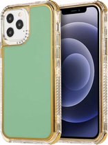 3 in 1 Dreamland Galvaniseren effen kleur TPU + transparante rand beschermhoes voor iPhone 12 Pro Max (groen)