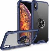 Armor Ring PC + TPU magnetische schokbestendige beschermhoes voor iPhone XS Max (blauw)