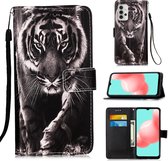 Voor Samsung Galaxy A32 5G 3D Schilderen Horizontale Flip Leren Case met Houder & Kaartsleuf & Lanyard (Zwart en Witte Tijger)