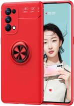 Voor OPPO Reno5 Pro 5G metalen ringhouder 360 graden roterende TPU-hoes (rood)