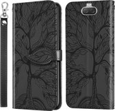 Voor Sony Xperia 8 Life of Tree Embossing Pattern Horizontale Flip lederen tas met houder & kaartsleuf & portemonnee & fotolijst & lanyard (zwart)