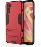 Voor OPPO A91 PC + TPU schokbestendige beschermhoes met houder (rood)