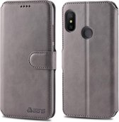 Voor Geschikt voor Xiaomi Redmi Note 6/6 Pro AZNS kalf textuur magnetische horizontale Flip PU lederen tas met houder & kaartsleuven & fotolijst (grijs)