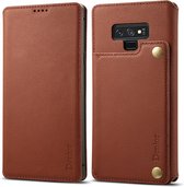 Voor Galaxy Note9 Denior V4 luxe auto koeienhuid horizontale flip lederen tas met houder & kaartsleuven & portemonnee (bruin)