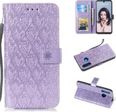 Geperst Printing Rattan Flower Pattern Horizontal Flip PU Leather Case for Huawei P30 Lite / Nova 4e, with Holder & Card Slots & Wallet & Photo Frame (Purple)