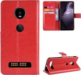 Retro Crazy Horse Texture horizontale flip lederen tas voor Motorola Moto Z4 Play, met houder & kaartsleuven & portemonnee & lanyard (rood)