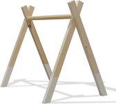 Houten babygym | Massief houten speelboog tipi vorm (zonder hangers) - wit | toddie.nl