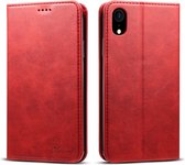 Suteni Calf Texture Horizontal flip leren tas voor iPhone XR, met houder & kaartsleuven & portemonnee (rood)