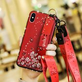 Kleurrijk geverfd, shockproof TPU + doek textuurhoes voor iPhone XS Max (rood)
