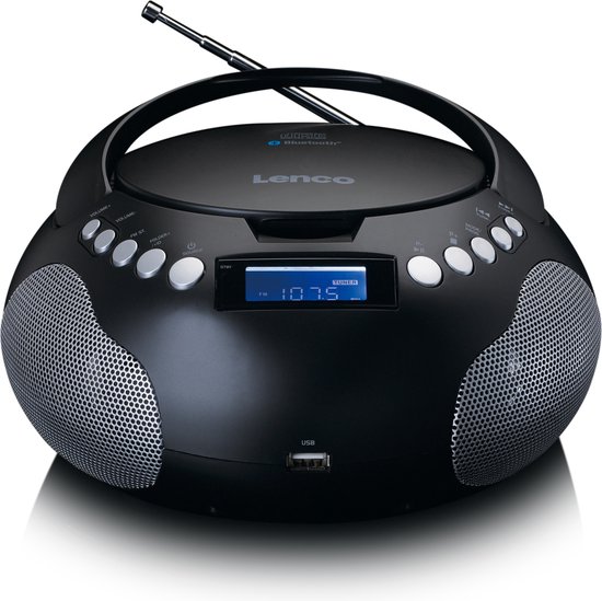 Foto: Lenco radio op batterijen draagbare radio cd speler met mp3 en bluetooth scd 331bk zwart