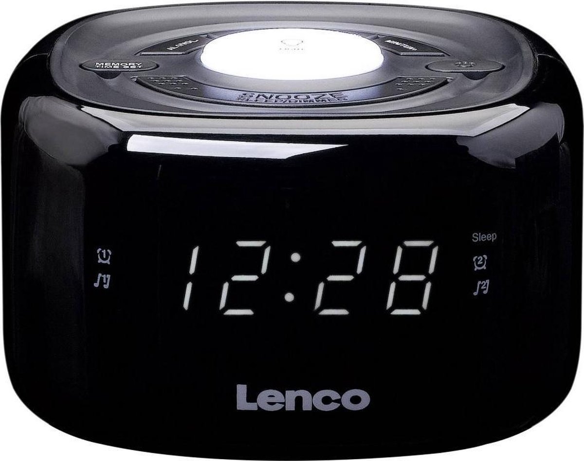 Lenco CR-12 - Wekkerradio met dimmerfunctie en nachtlampje - Zwart