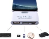 TF + SD-kaart + USB-poort naar USB-C / Type-C adapter Kaartlezer verbindingsset met LED-indicatielampje (wit)