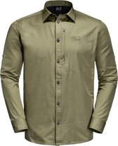 Jack Wolfskin Lakeside Roll-Up Shirt M - Khaki - Outdoor Kleding - Fleeces en Truien - Overhemd lange mouw