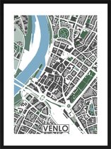 Venlo centrum - stadskaart | Inclusief strakke moderne lijst | stadsplattegrond | poster van de stad| 40x30cm