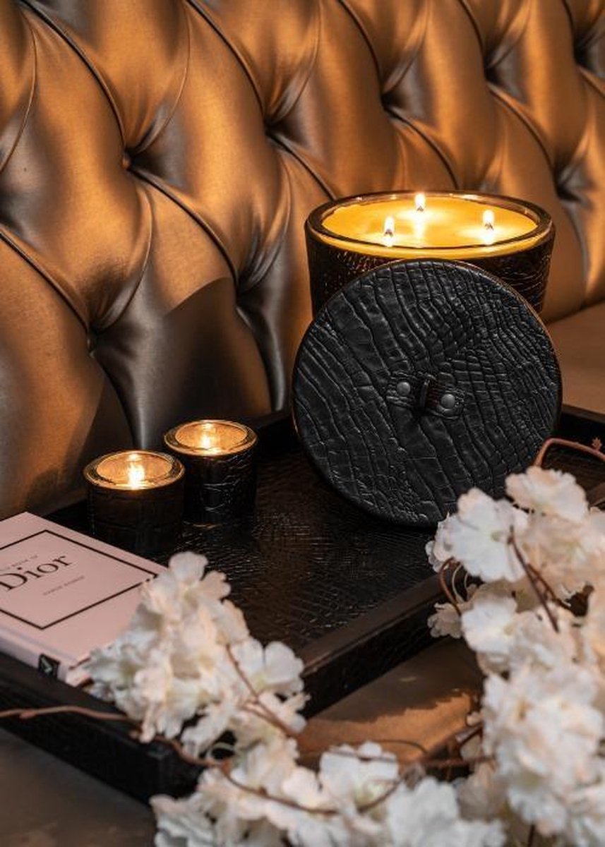 CartelloHome - Waxinehouder - Leer - Croco Zwart